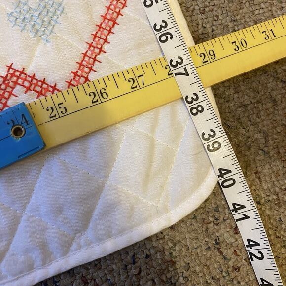 VTG 70s Cross-Stick Baby Quilt Toddler Crib Educational Nursery Blanket 29x40” - Picture 2 of 6